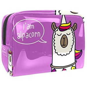 Make-uptas PVC toilettas met ritssluiting waterdichte cosmetische tas met alpaca eenhoorn lama voor dames en meisjes