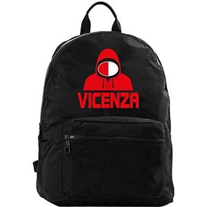 Tipolitografia Ghisleri Ultras VICENZA rugzak wit sweatshirt Ultras volwassenen kinderen nylon met zakken met ritssluiting en bandjes - gepersonaliseerd product, Zwart, 41 X 21 X 16 CM.