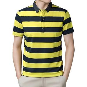 Dvbfufv Mannen Zomer Shirt Mannen Korte Mouw Polos Shirt Mens Business Casual Strepen Polos Shirt, Geel, S