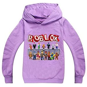 Jongens Kids Cartoon Sweatshirt Hoody Hoodie Lange Mouw Sportkleding Casual Trui Trainingspak Ro-blox Game Gift, Paars, 11-12 jaar