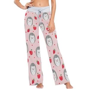 Mnsruu Dames Pyjama Bottoms Cute Hedgehogs Appels Roze, C110, S