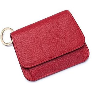 XIANGFANSQ portemonnees voor dames Lederen korte portemonnee Damesmode Designer Creditcardhouder Haspunt Portemonnees Koe Lederen Dames Wallets (Color : Red)