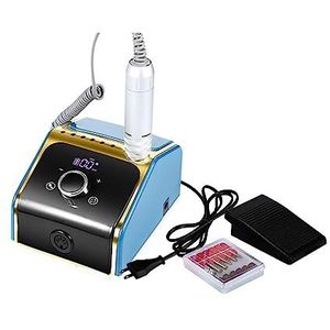 Nagelvijl elektrisch, 35000 RPM elektrische nagelboormachine, oplaadbare manicure-freesset, nagelvijlboren for gellak, nail art-tool(Blue)
