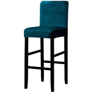 KELUINA Fluwelen barkruk stoelhoezen met rugleuning, elastische zitting thuis zachte stoel slipcover stoelbeschermer voor keuken ontbijt toonbank stoelen barkrukken (groenblauw, set van 1)