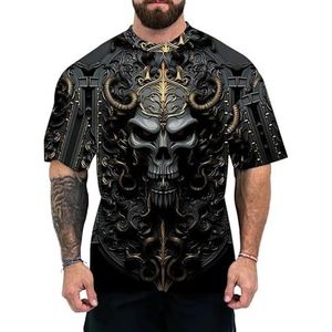 Heren T-shirt 3D Skelet Print Grappig T-shirt Korte Mouw Nieuwigheid Tee Ronde Hals Modieuze Regular Fit T-shirts, # 9, L