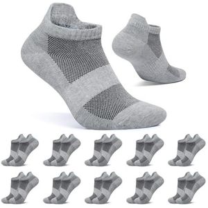 FALARY 10 Paar Sneakersokken Heren Dames Korte Sokken Katoenen Sportsokken Ademende Hardloopsokken Grijs 35-38