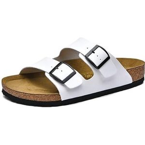 KCHYCV Heren sandalen zomerschoenen multifunctionele heren strandschoenen antislip ademende slippers sneldrogende halve pantoffels (kleur: wit, maat: 42)