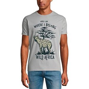 Heren Grafisch T-Shirt Wilde Afrikaanse Hyena - Wild Ca Voor – Wild Africa Hyena - Wild Ca For – Eco-vriendelijk Grappige Vintage Man Korte Mouw Leuke Print Opdruk Verjaardagscadeau Puur Grijs XL