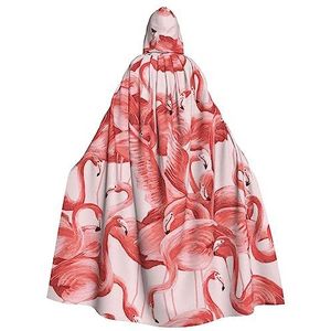 FRESQA Flamingo Unisex Hooded Lange Polyester Cape, Cosplay Kostuums Kerst Halloween Party Vampieren Mantel