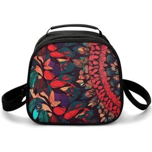 Geïsoleerde lunchtas voor dames en heren, kleurrijke abstracte rode bloemen lunchbox herbruikbare lunchtassen lekvrije lunch koeltas draagbare volwassen lunchcontainer voor reizen picknick