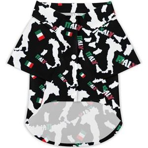 Italië Kaart Vlag Hond Hawaiiaanse Shirts Gedrukt T-Shirt Strand Shirt Huisdier Kleding Outfit Tops S