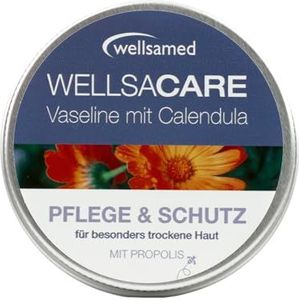 Wellsamed Wellsacare Vaseline Crème, 50 ml, met calendula goudsbloem voor droge huid en lippen, verzorgt en beschermt, vochtinbrengende crème met vitamine E en propolis, 1 stuk