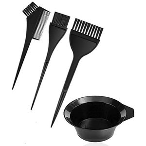 JagKul 4 STKS Haarverf Borstel en Mengkom Set, Tint Kam Voor Haar, Professionele Salon Haarkleuring Verven Kit, Hoekige Kam en Borstel