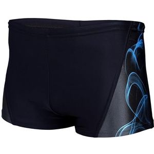 Aquarti Heren Zwemboxer met Zijstroken Zwembroek, 16201 Zwart/Blauw, 5XL