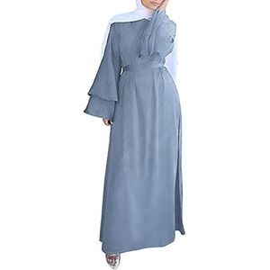 keepmore Moslimjurk voor dames - Arabische uitlopende mouw Abaya etnische kostuum Dubai Kaftan voor ramadan, Grijs, XXL