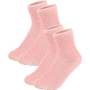 Fluffy Sokken Dames - Abrikoos - One Size maat 36-41 - Huissokken - Badstof - Dikke Wintersokken - Cadeau voor haar - Housewarming - Verjaardag - Vrouw (Abrikoos)