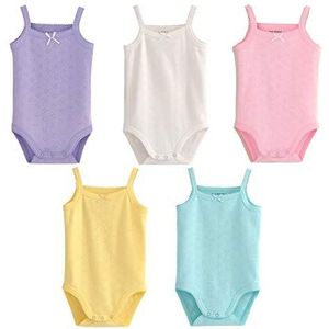 Blueleyu Baby Meisjes Mouwloze Tank Top Katoen Bodysuit 3-Pack Onsies, Verpakking van 5, 2-3 jaar
