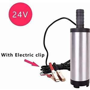 Dc 12V /24V Water Olie Diesel Fuel Transfer Tanken Tool 38Mm Aluminium Miniatuur Dompelpomp(38mm 24V Clip)