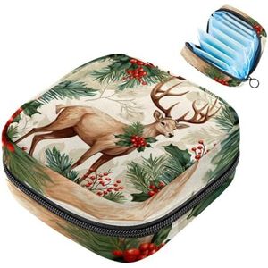 MUOOUM Kerst Bos Elanden Maandverband Opbergtas Draagbare Menstruatie Tas Voor Vrouwen Tiener Meisjes Menstruatie Cup Pouch Nursing Pad Houder