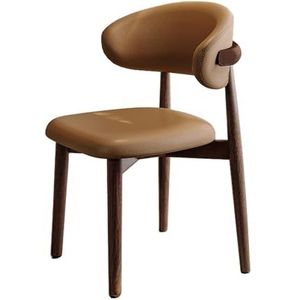 Maaltijd Stoelen Eetkamerstoelen Set van 4, Keuken Eetkamerstoelen Gebogen Rugleuning Gestoffeerde Mid Century Moderne Eetkamerstoelen met Houten Poten, Oranje(Walnuted Legs,1PCS)