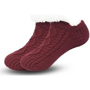 YIJIANUO Super Warme Winter Antislip Vloer Sokken Vrouwen Mannen Sneeuw Sokken Slaap Tapijt Slippers Sokken Vrouwen Fluwelen Boot Unsiex Home Wear, StyleB-Rood, 40