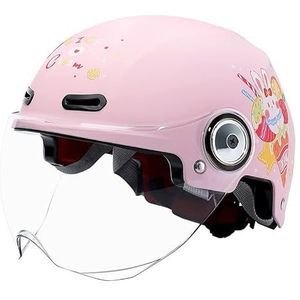 Motorhelm, 3/4 Kindermotorhelm met zonneklep, straatverlichting, bromfiets en ATV-helm for jongens meisjes (5-15 jaar), leeftijd A, 46-55 cm(G)