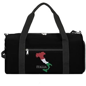 Italië Vlag Kaart Reizen Plunjezak Sport Gym Handtas Waterdichte Carryon Gymbag Met Schoenen Compartiment