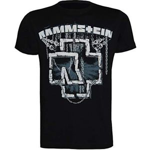Rammstein Heren T-shirt in kettingen, officiële band merchandise fan shirt zwart met veelkleurige print aan de voorkant, zwart, 4XL