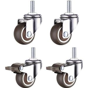 Wielen voor bureaustoel, schroeven, rolstoelaccessoires, spel, zitwiel, beweegbaar meubilair, draaiwagen, hefrollen (2 Swivel 2 remmen, 1,5 inch)