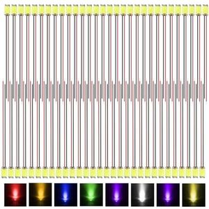 GOMETY 80 stuks 0805 microled-diodes licht, mini LED lichtdiode voorgesoldeerd Micro SMD LED0805 gesoldeerd met 16 cm PTFE-kabel, voorbedraad voor doe-het-zelf lichtproject, modelbouw, decoratieve
