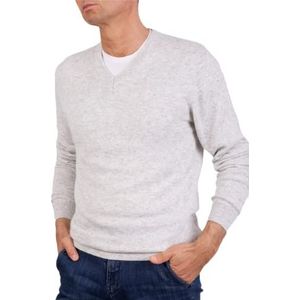 Marenza V-hals heren lange mouwen kasjmier mix zijde Made in Italy, Lichtgrijs, L