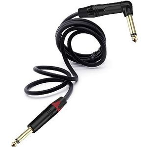 Symmetrische 6,35 mm Mono Jack Plug naar 6,35 mm Plug haakse Kabel voor AMP Mixer zwart en rood 1 stuk (Kleur: Zwart Rood, Maat: 5 m)