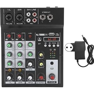 Draagbare 4-kanaals audioconsole, BT-mengpaneel Digitale audiomixer Ingebouwd nagalmeffect, geschikt voor thuiskaraoke, webcast, muziekopname, enz.(EU)