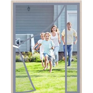 Magnetisch klamboe voor deur-zelfafdichtend zwaar gaasgordijn 235x200cm Hands Free Mesh Partition houdt insecten buiten huisdier en kindvriendelijk voor Allerlei Deur Grijs