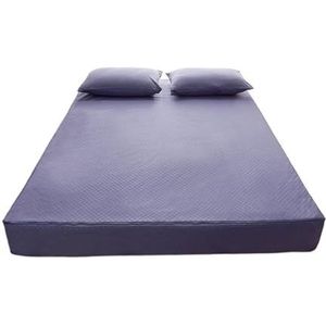 NUOYIXUAN Waterdichte matrashoes met rits, zes zijden all-inclusive matrasbeschermer, queensize, gewatteerd hoeslaken (paars, 140 x 200 x 15 cm)