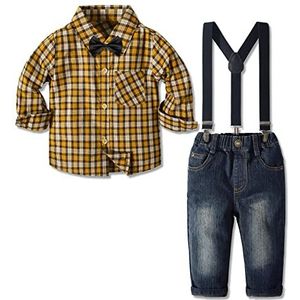 Yilaku Baby jongens kleding kleding pak broek hemd rompers bruiloft dooppak feestelijke kledingset voor kinderen kinderen 3 maanden - 5 jaar, bruin/zwart, 3-4 Jahre