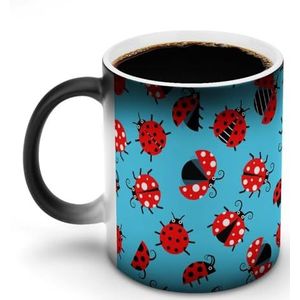 Lieveheersbeestjes Plat Aanpassen Magische Warmte Veranderende Mok Keramische Cup Koffie Mokken Warmtegevoelige