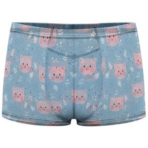 Roze varkens Heren Boxer Slip Sexy Shorts Mesh Boxers Ondergoed Ademend Onderbroek Thong