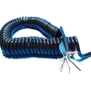 Opgerold verlengsnoer, rekbare elektrische draad, veerspiraal, 10 kernen, dubbel afgeschermde netwerkkabel, 20 AWG, stretch, 1 meter tot 15 meter, geïntegreerde uitbreidingslijn, intrekbare spoel (rek
