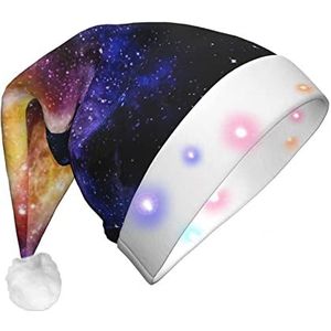 LAMAME Galaxy in The Universe bedrukte gloeiende kerstmuts kerstversiering hoed neutrale LED kerstmuts