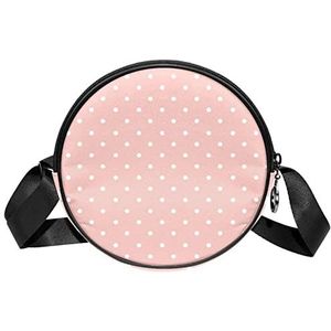 Witte Polka Dots op Roze Achtergrond Patroon-01 Crossbody Tas Messenger Bag Purse voor Vrouwen, Meerkleurig, 6.7x6.7x2.3 in, Sling Rugzakken
