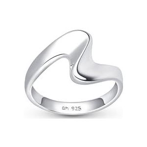Amberta 925 Sterling Zilver Wave Ringen Voor Vrouwen | Golvende Ring Band | Golf Ring Voor Dames | Stapelring Zilver: Zilveren Ring 925 Dames Zilveren Ring Maat 62,2