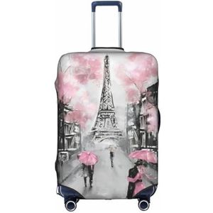 OPSREY Parijse Koffie Eiffeltoren Gedrukt Koffer Cover Reizen Bagage Mouwen Elastische Bagage Mouwen, Parijs Street Eiffeltoren Roze Bloemen, XL