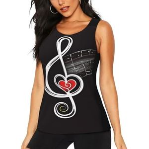 Workout Tank Tops voor Vrouwen Muzieksymbolen Liefde - Slim Fit Crew Neck Vest Top Sport Running T-Shirt Mouwloze Tank Top Zomer Atletische Yoga Vesten, 3 D, S