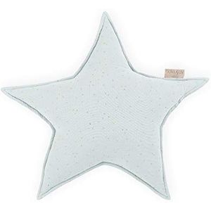 KraftKids Sterkussen mousseline gouden stippen op groen, 45 cm groot knuffelkussen, decoratief kussen voor de kinderkamer