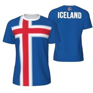 Sport Mesh T-Shirt Geleidelijke IJsland Vlag Tees 3D Gedrukt voor Fitness Running Fiets Voetbal Tennis Voetbal, Meerkleurig, M