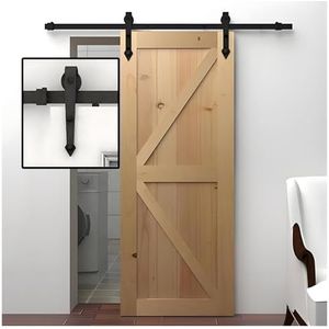 Schuifdeurbeslagset voor schuurdeuren Enkele schuifdeur hardware kit koolstofstaal zwart meerdere maten(78.7"" Track (Single Door))