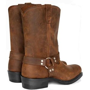 Paardrijlaarzen (38-48), Cowboylaarzen Voor Heren, Vierkante Neus/lage Hak, Antislip/slijtvast, Riemgesp/aantrekken, Voor Lente, Herfst, Winter/unisex,38,Brown