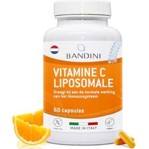 Bandini® Vitamine C Liposomaal 800mg Hoge Dosis, Vitamin C Geconcentreerd Ascorbinezuur uit Maïs Fermentatie, 60 Capsules, 100% Veganistisch, Immuun Defensie Supplement, Geen GMO, Gemaakt in Italië