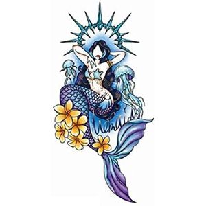Tatoeage Stickers, Tijdelijke tatoeages, 1 vel Shanhai Jing zeemeermin tijdelijke tattoo sticker groot patroon bloem arm taille nep tattoo